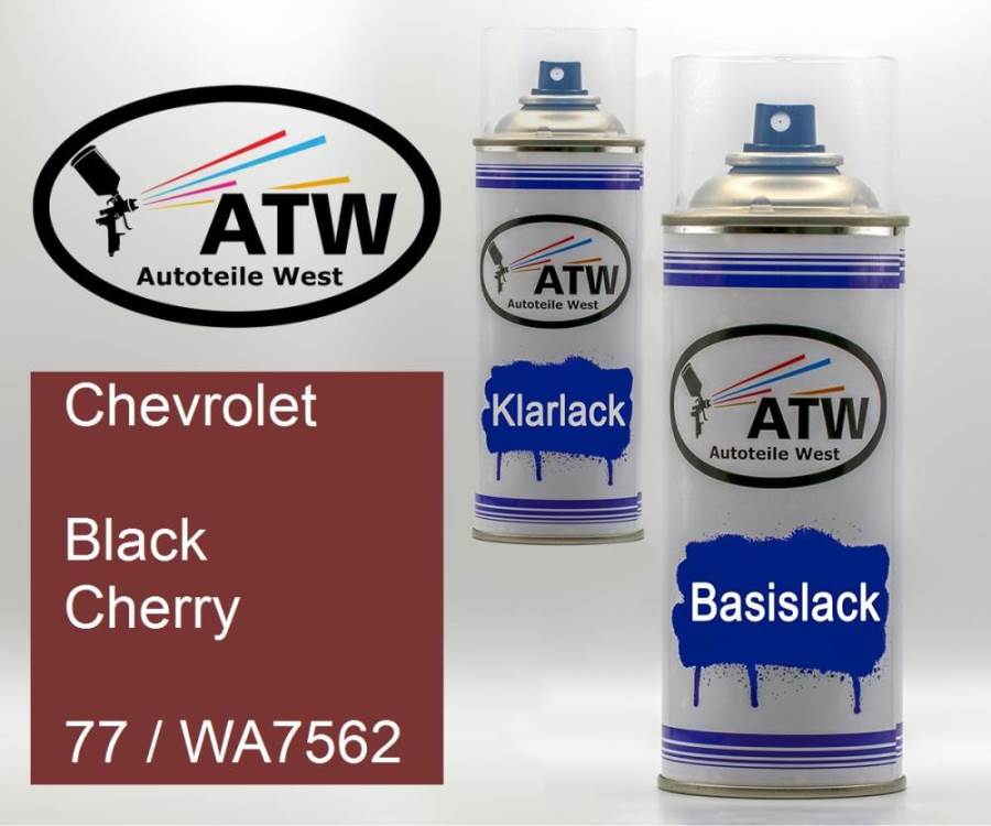 Chevrolet, Black Cherry, 77 / WA7562: 400ml Sprühdose + 400ml Klarlack - Set, von ATW Autoteile West.